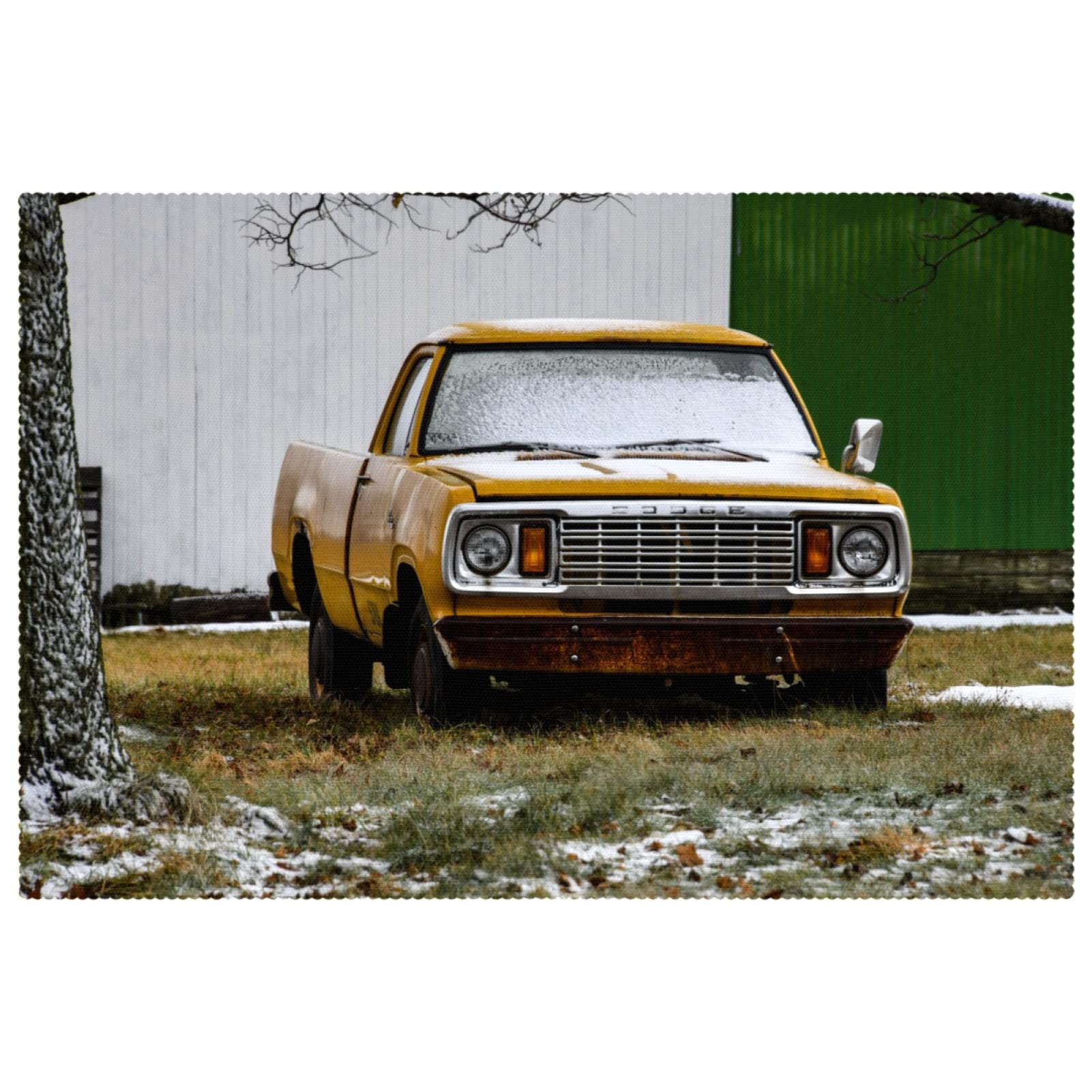 Set de table camion jaune lavable et isolant pour table à manger