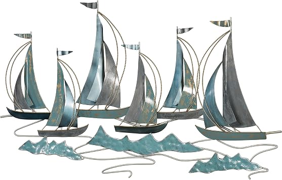 Afternoon Regatta Sailboat Dimensional Wall Sculpture, Large 43 Inches