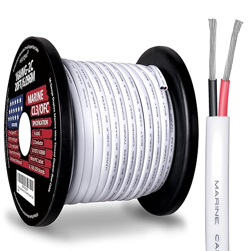 Miniatura 2 de Cable marino dúplex de calibre 16, cable de cobre estañado para barco, 20 pies, 16 AWG, estándar de EE. UU., OFC, alambre de cobre libre de oxígeno