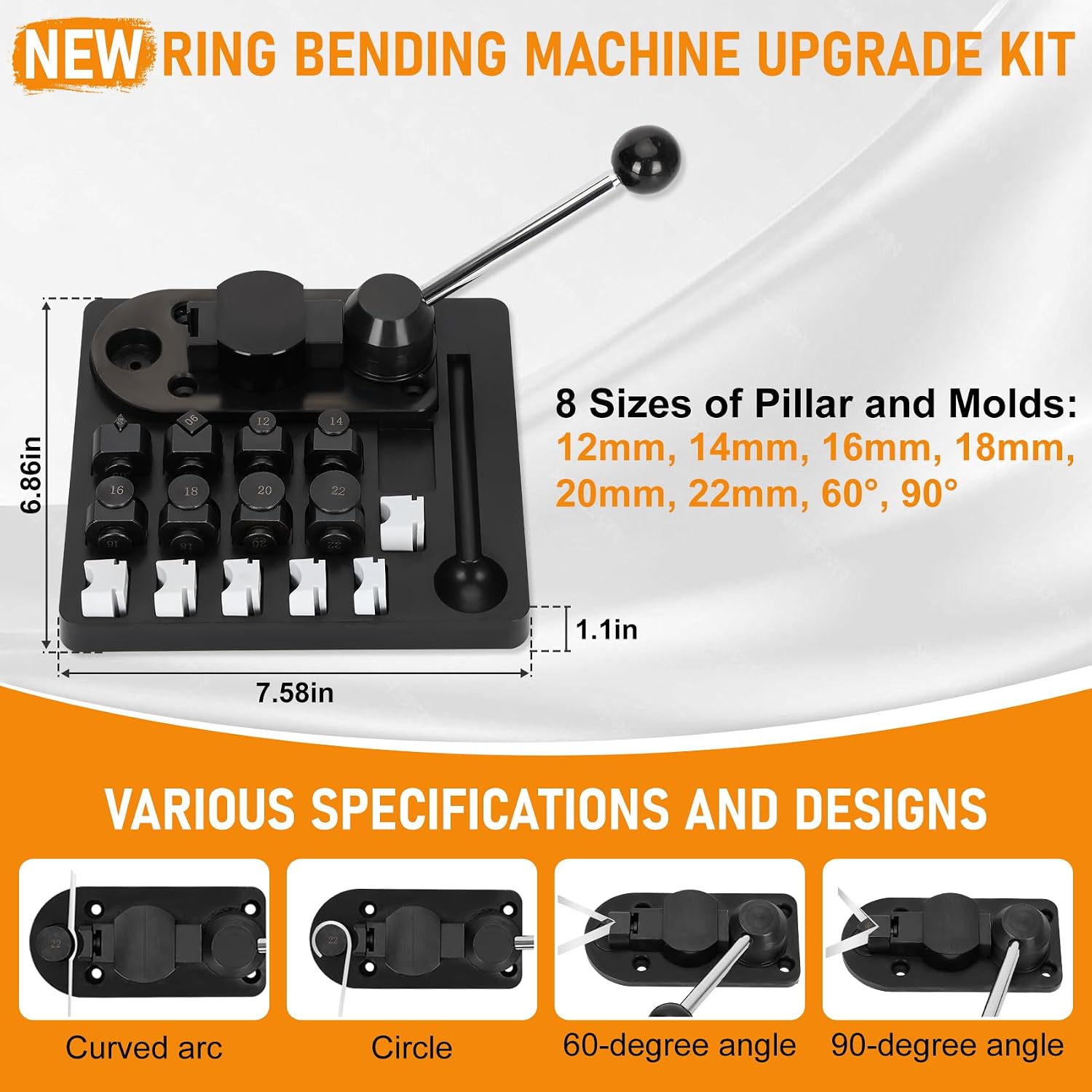 18 Pcs Ring Bender, Complete Ring Bender Tool Rings Bending, Spoon Rings Maker Machine with Nylon Mold, Multi-Functional Ring Earring Bending Tool, Sizer Measuring Tools Suitable for Gift-Giving