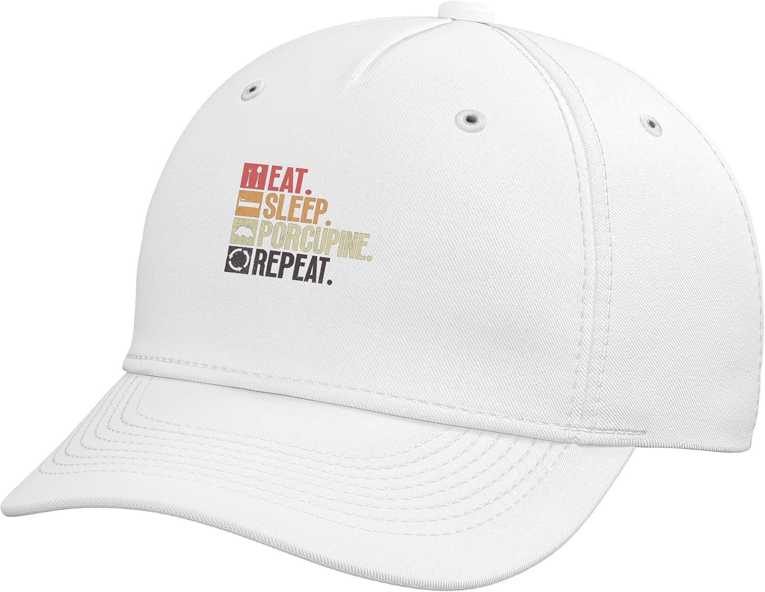 Eat. Sleep. Porcupine. Repeat. - Porcupine Adjustable Baseball Hat