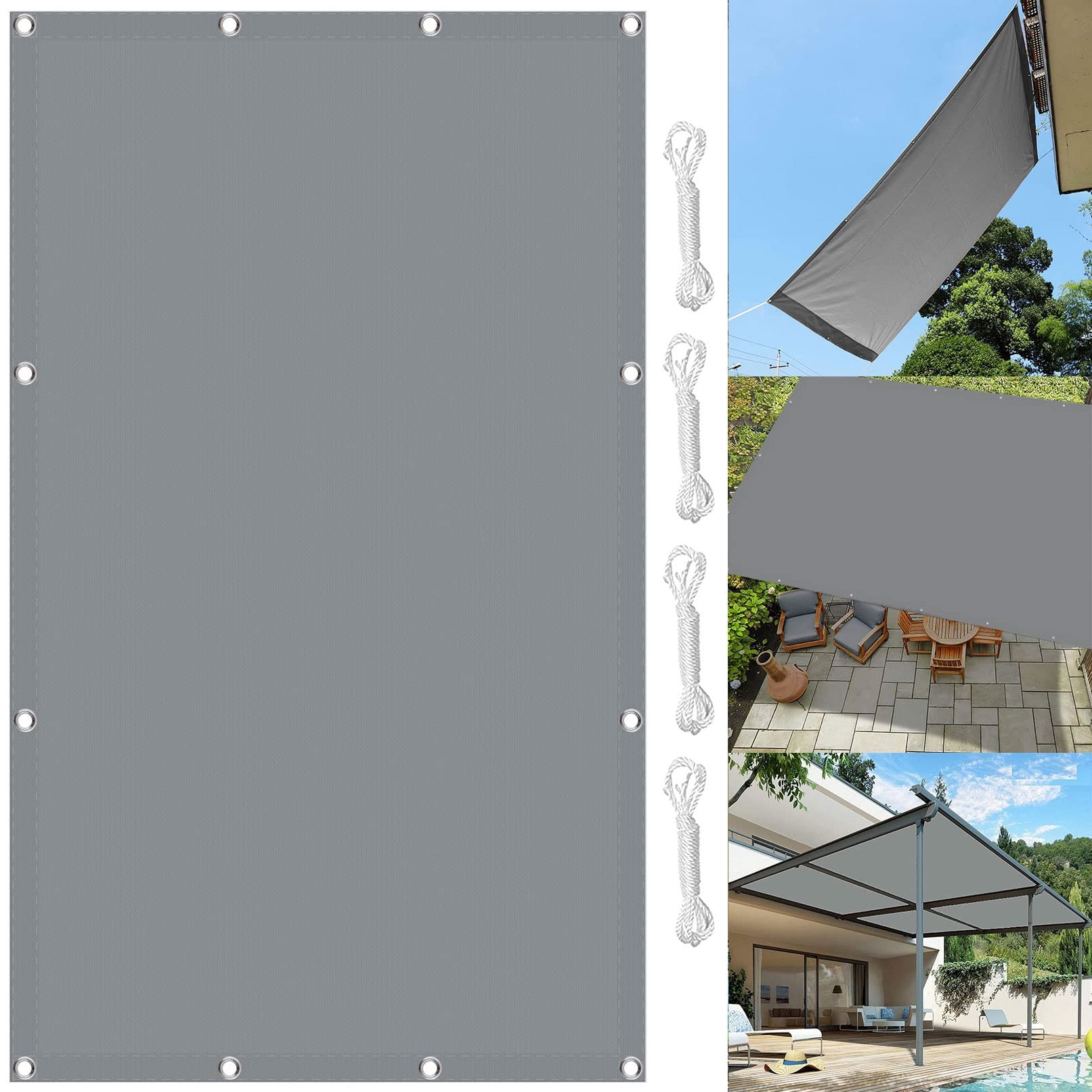 Toile terrasse anti-UV et imperméable 1.4x4m avec cordes de fixation