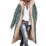 Lolvmvchi Warm Winter Fleece Coats Winter Coat Double Faced Long Sleeve Hooded Down Jacket Coat Women Warm Sherpa Therma