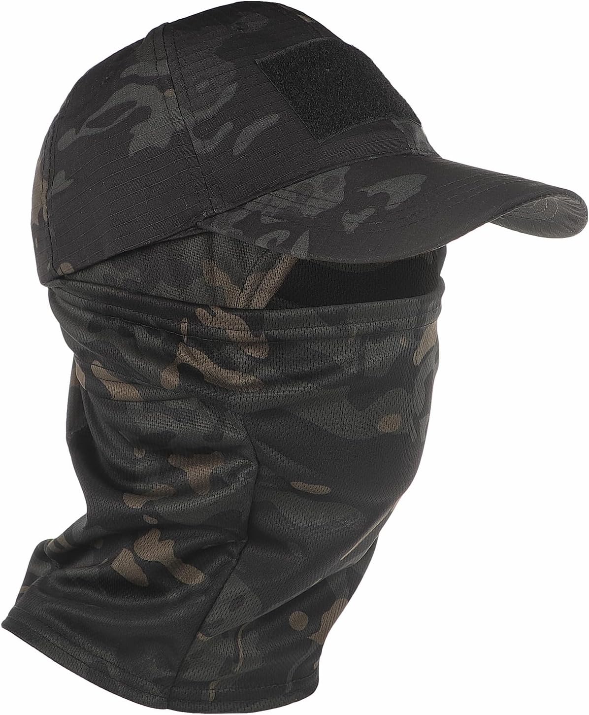 2PCS Camo Hat Face Cover Set Baseball Cap Balaclava Face Mask Neck Gaiter Hunting Hat for Hiking Cycling Fishing