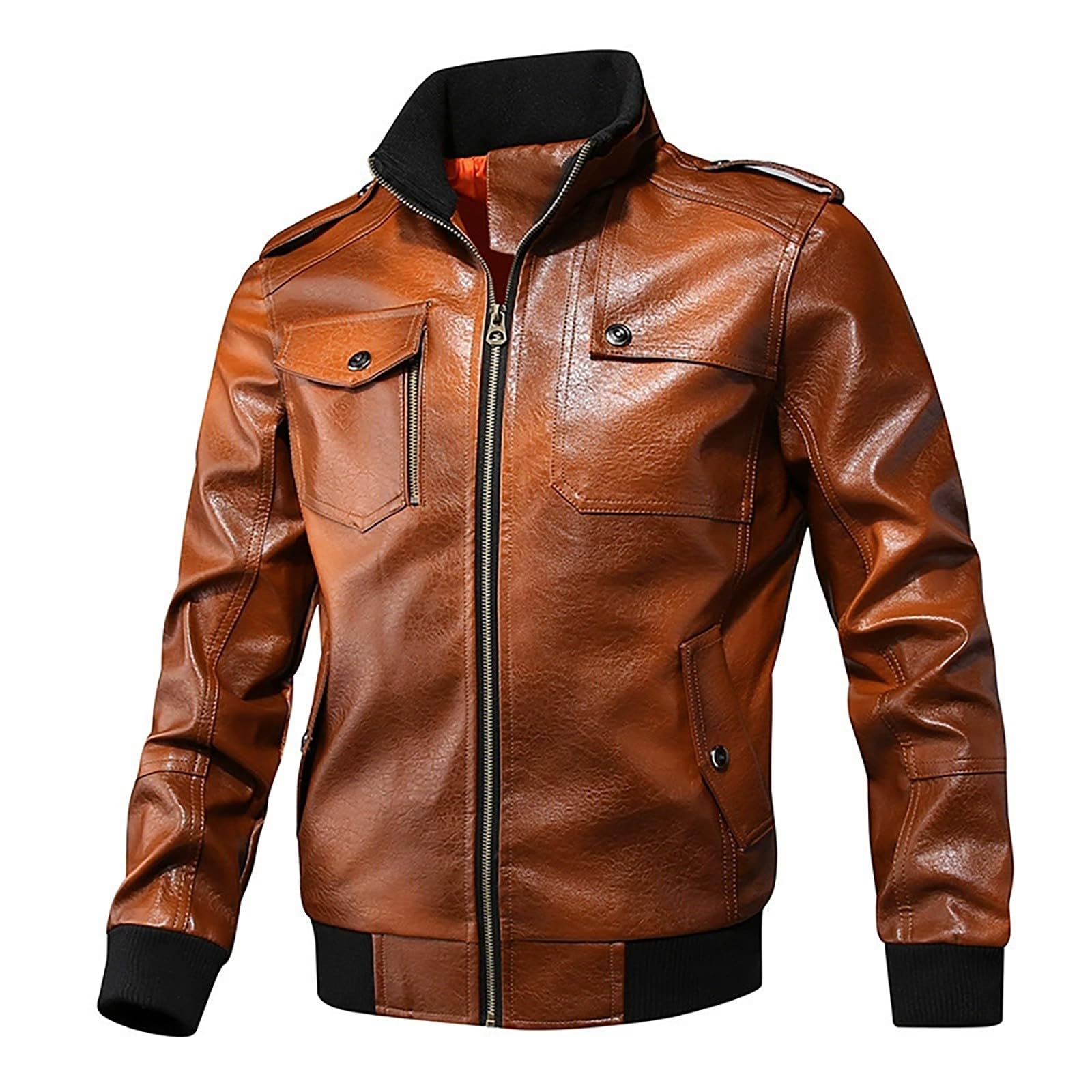 Giacca in pelle da uomo anni '50, oversize, con tasca sul petto, Nightclub Patry | Giacca bomber da uomo in pelle sintetica, stile vintage, per lavoro, matrimoni, stagioni