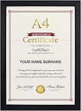 Giftgarden A4 Black Wood Texture Photo Frame - Ideal for Photos, Posters and Certificates - Hang or Place on Table - Pack of 1