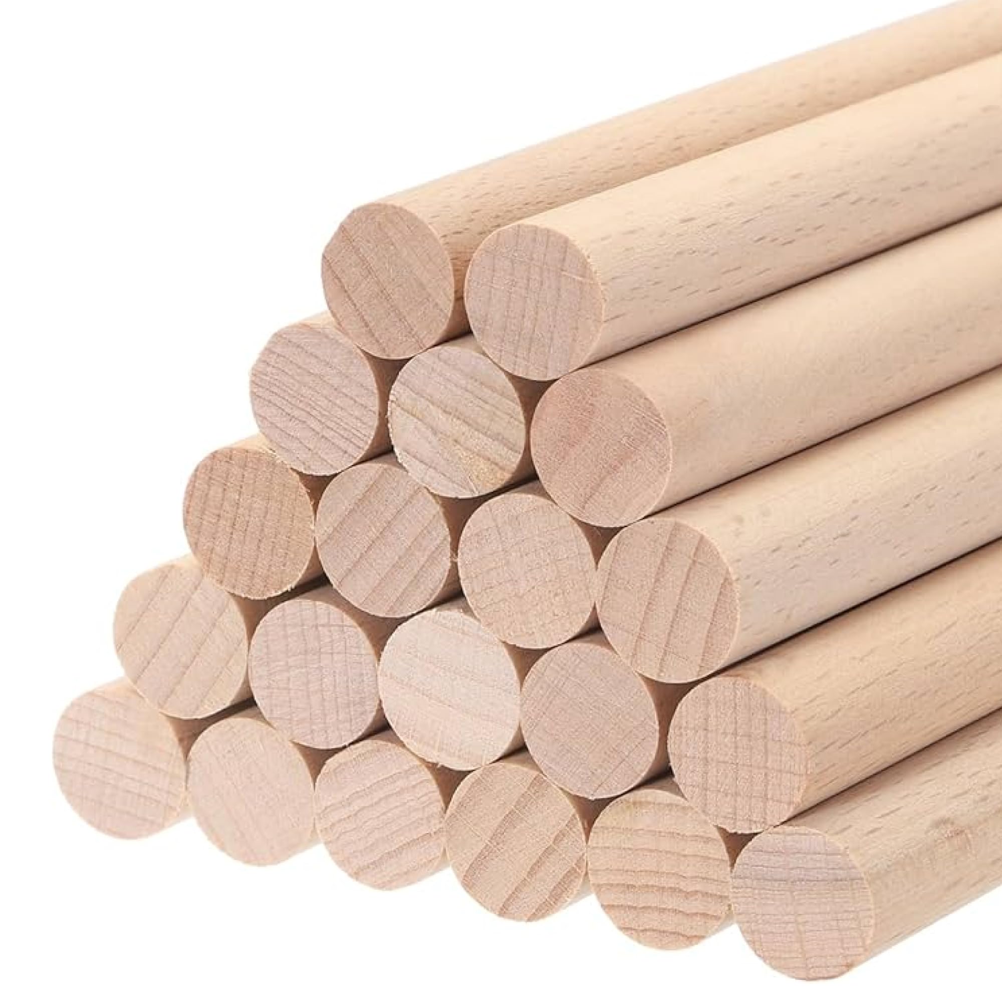 ALBO 1/2" x 6" Wooden Dowel Rods Set - 50 Pack Birch Natural Thin Hardwood Dowels for Small Crafts, Toys, Doll Furniture - Professional Smooth - Bulk Material for Handicrafts, Miniatures, DIY