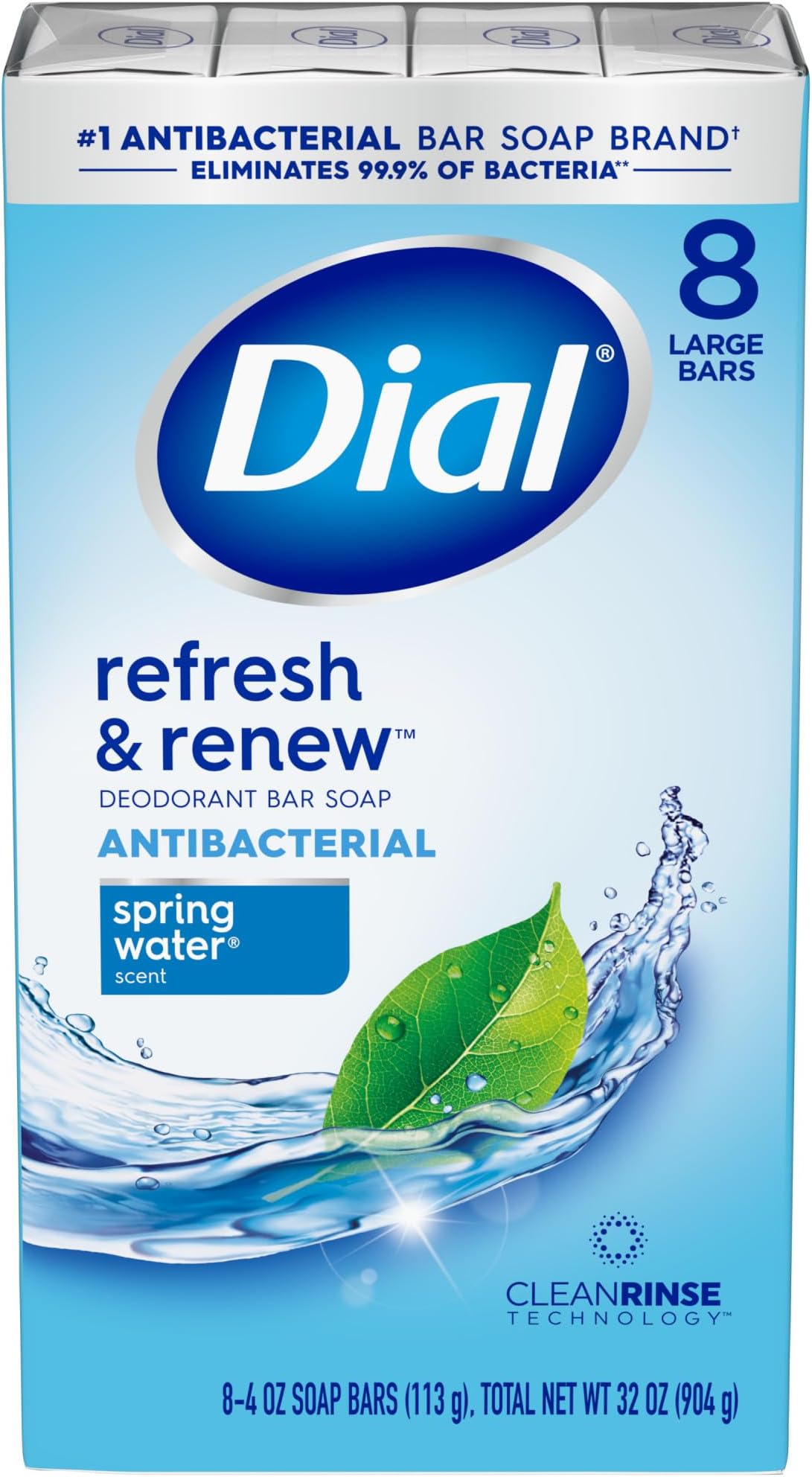 Complete Antibacterial Bar Soap, Spring Water, 4 Ounce (Pack of 8)