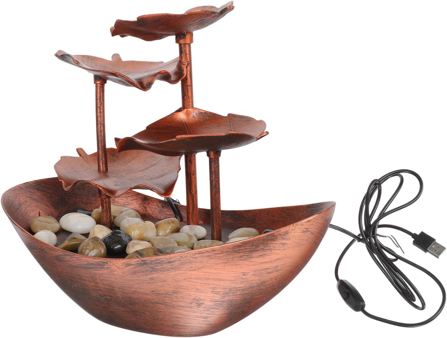 Creative Desktop Water Fountain with Flowing Water Design Lotus Leaf Ingot Style Indoor Tabletop Ornament for Home Office Decor Soothing LED Ambient Glow Relaxation Fountain