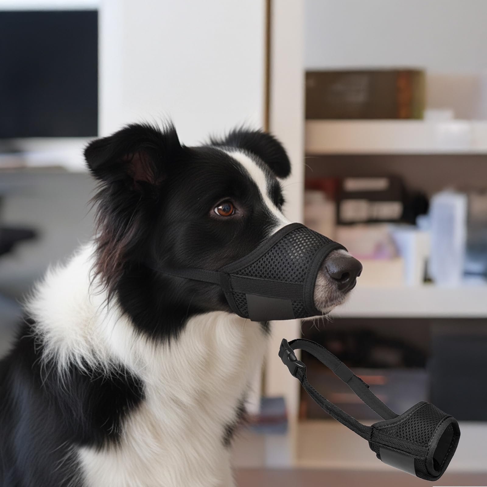 Dog Muzzle-Adjustable Soft Pet Muzzle,Breathable Mesh Mouth Cover,Anti-Bite&Fall Muzzles,for Small Medium Large Dogs(Black)