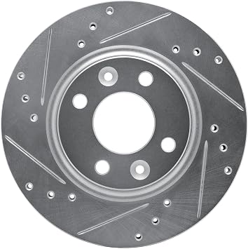 R1 Concepts Brake Rotor Drilled and Slotted Silver Front Left 2015-2019 RENAULT, SMART LOGAN MEXICO, FORTWO