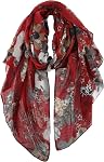 GERINLY Lightweight Scarves Fashion Flowers Print Women Cotton Wrap Scarf Head Shawl Spring Gift