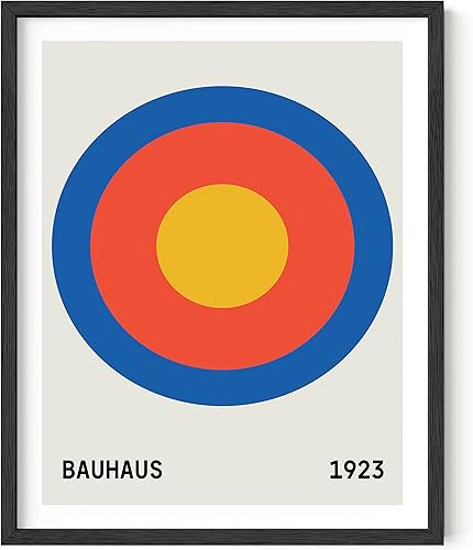 HAUS AND HUES Bauhaus - Póster geométrico, colorido arte de pared, impresión artística circular vintage para sala de estar (sin marco, 16 x 20