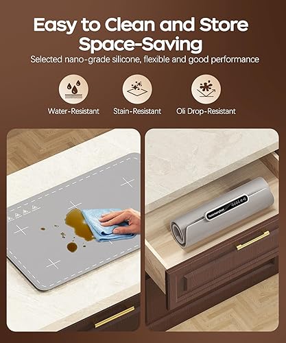 Miniatura 5 de Qimh Tapete de calentamiento de alimentos, bandeja de calentamiento eléctrica para bufé de fiestas, superficie de silicona completa con 4 ajustes de