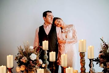 ANGELLOONG Resin Flameless Candles and Clear Glass Candles Bundle