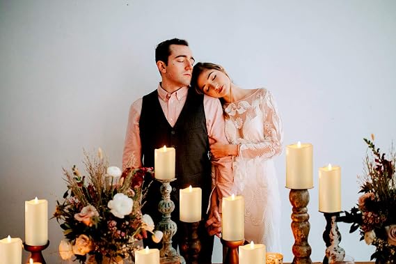 ANGELLOONG Resin Flameless Candles and Clear Glass Candles Bundle