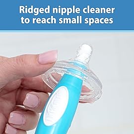 Dr. Brown\'s Soft Touch No Scratch Baby Bottle Cleaning Brush, Nipple Cleaner and Suction Cup Base for Easy Storage, BPA-Free, Blue, 2-Pack