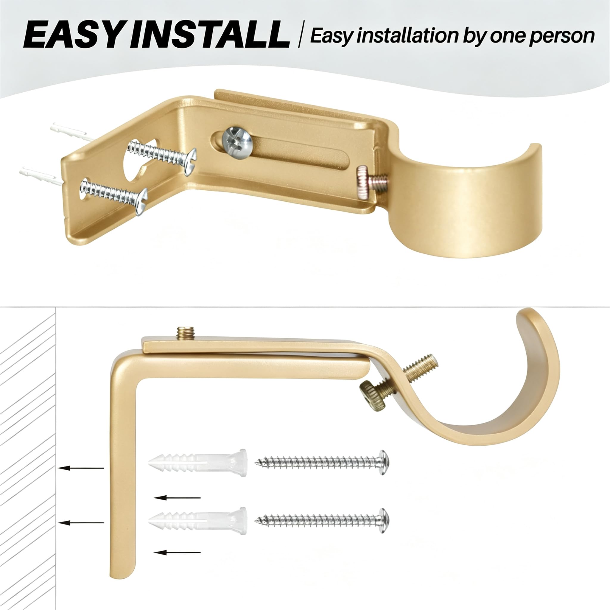 Heavy Duty Curtain Rod Brackets - Set of 3 -4