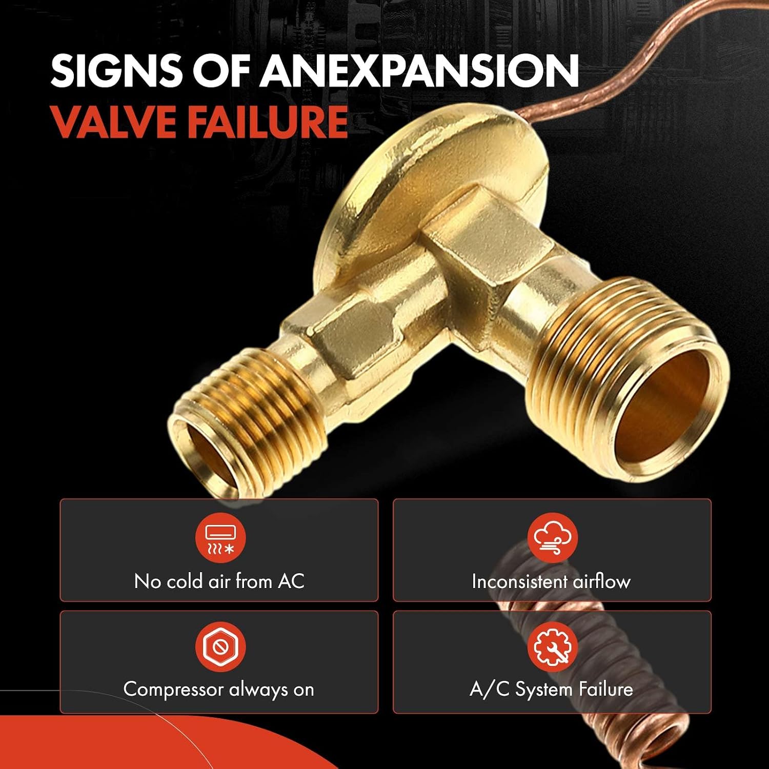 A-Premium Rear AC Expansion Valve Compatible with Toyota Sienna 1998-2003 3.0L, Pickup 1989-1993 2.4L, Pickup 1989-1994 3.0L, T100 1993-1998