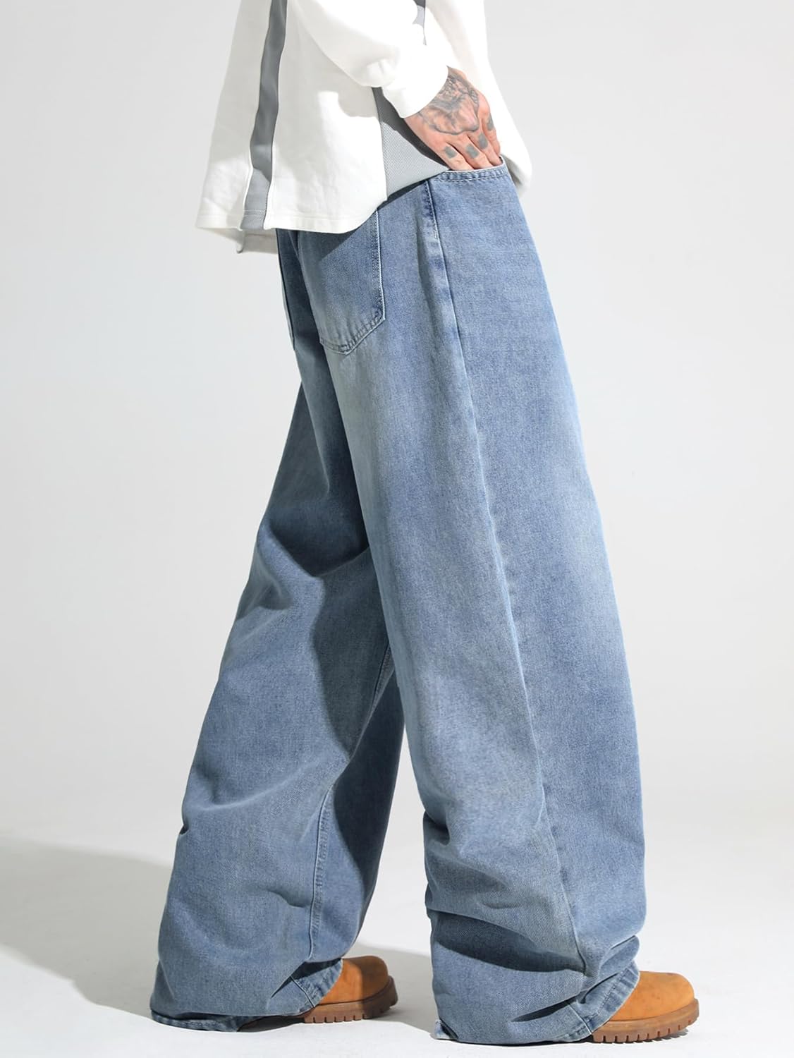 Men's Baggy Y2K Hip Hop Street Jeans Wide Leg Denim Pants Loose Fit Long Trousers - Image 4