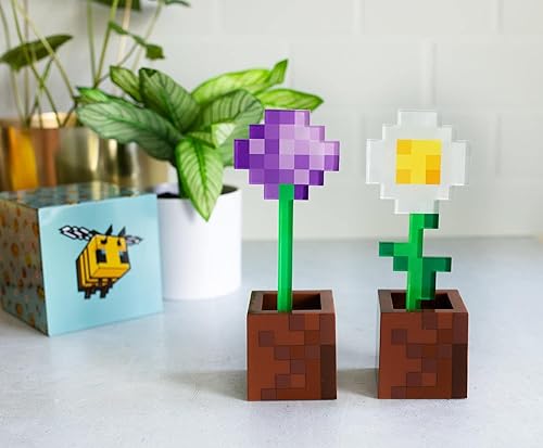 Miniatura 4 de Minecraft Daisy and Allium Flower Pot - Juego de 2 lámparas de mesa de noche con luz LED para dormitorio, escritorio, sala de estar, decoración del