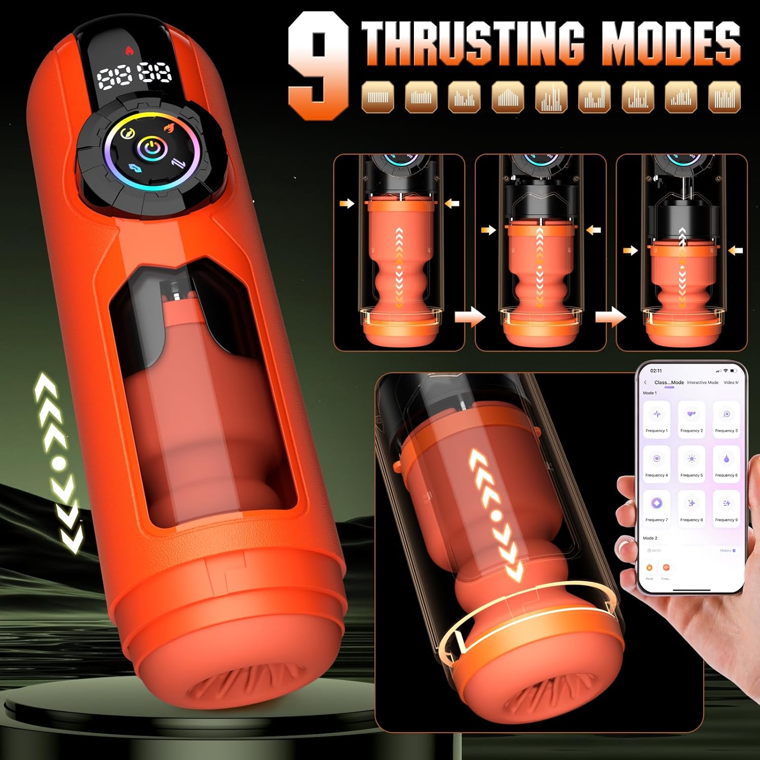 Heating Male Masturbator Penis Pump, Upgrade 5 in 1 Male Sex Toys for Men, AI Interaction APP Control with 9 Vibrating & Licking & Thrusting & Suck Modes, Adult Sex Toy Machines Devices Pocket Pussy
