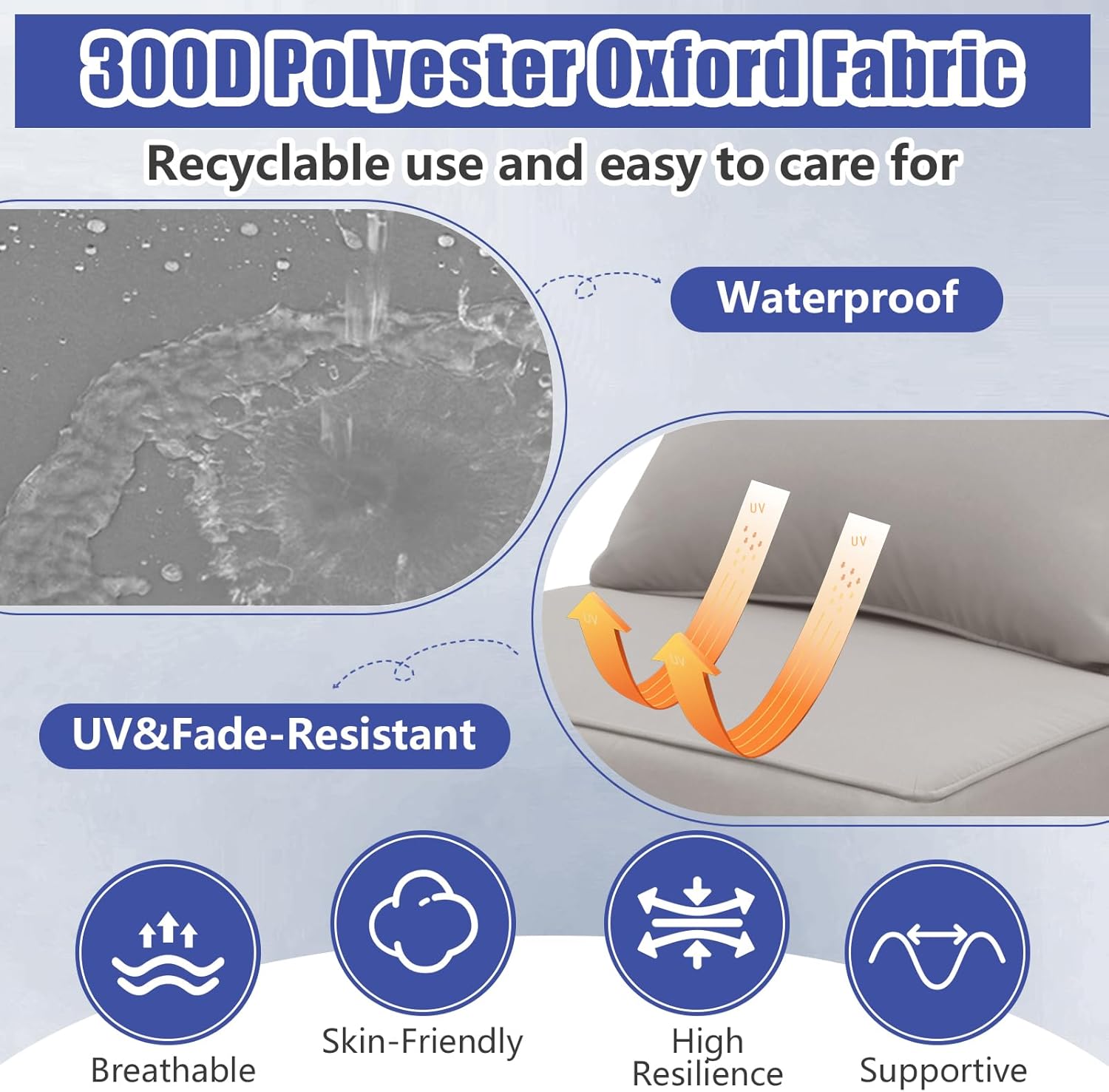 Outdoor Cushions with Back Pillows,24x24 Inch Resistant Zipper Patio Furniture Cushions for Dining Chair Rocking Swivel Chairs Loveseat Couch Sectional Sofa