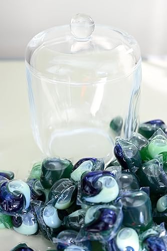 Miniatura 4 de Skywin Contenedor de acrílico para lavandería con tapa (transparente), contenedor de almacenamiento de cápsulas de lavandería para organización de