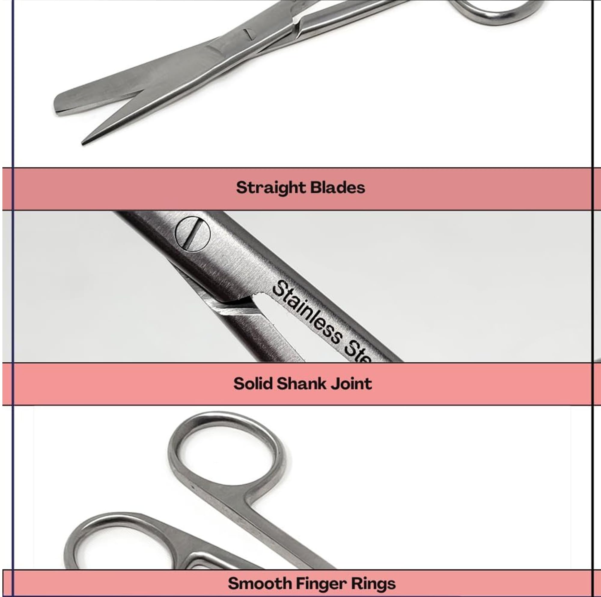 HIGH Grade PACIFATED Stainless Steel Dissecting Operating Scissors 5.5" Sharp Blunt Straight (HTI BRAND) — Amazon image 5