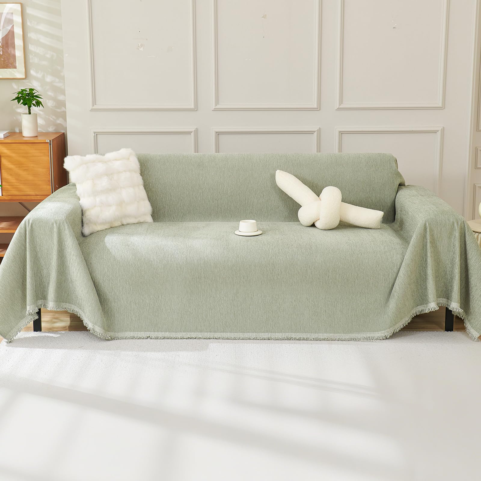 OstepDecor Chenille Sofa Cover 3 Seater, Dog Couch Cover for Corner Sofa Washable Sofa Slipcover