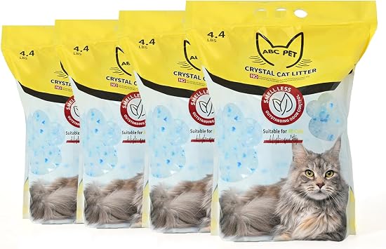 ABCPET Cat Litter Crystals No Clumping Odor Control Kitty Litter Non-Clumping No scooping Low Dust, Low Tracking, Dehydrates