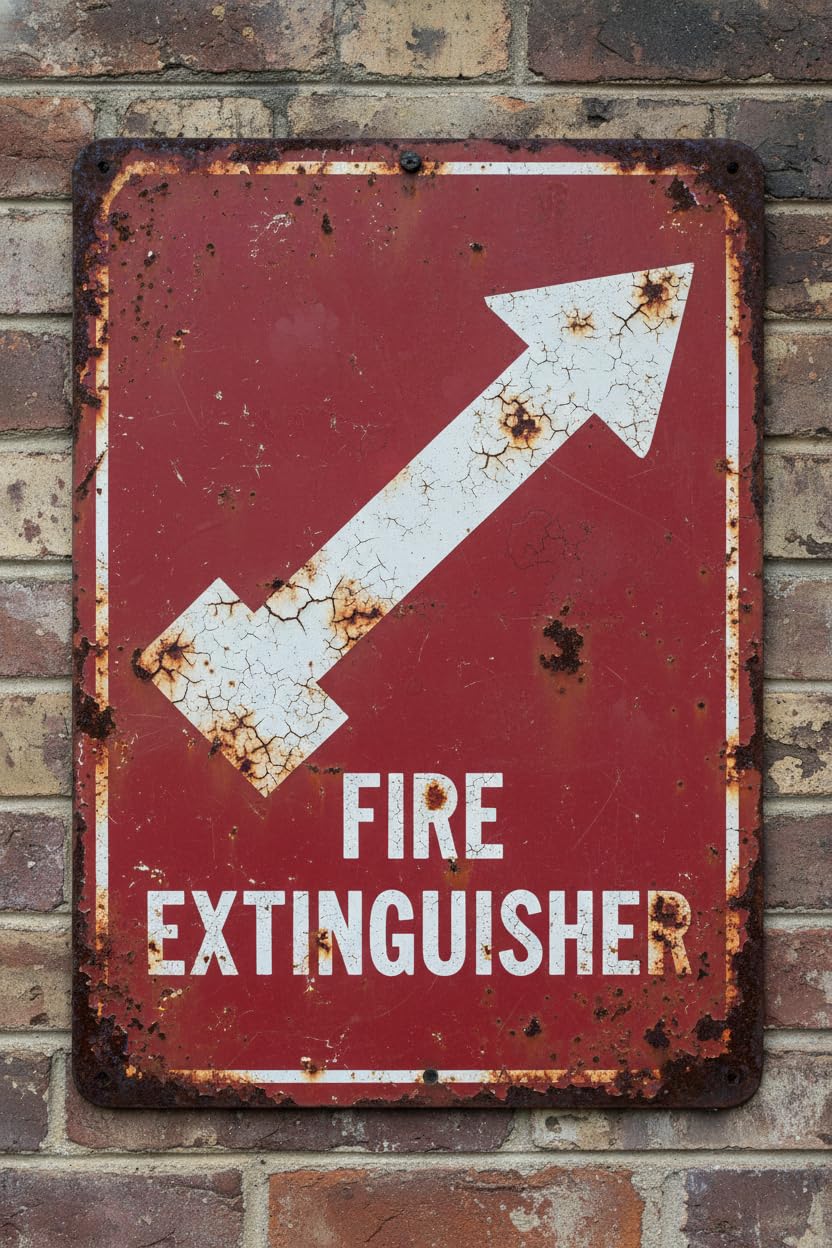 Wall Decor Fire Extinguisher Top Left Metal Sign 8x12Inch Clear Signage For S, Fences Vintage Signs Aluminum Plates Printed