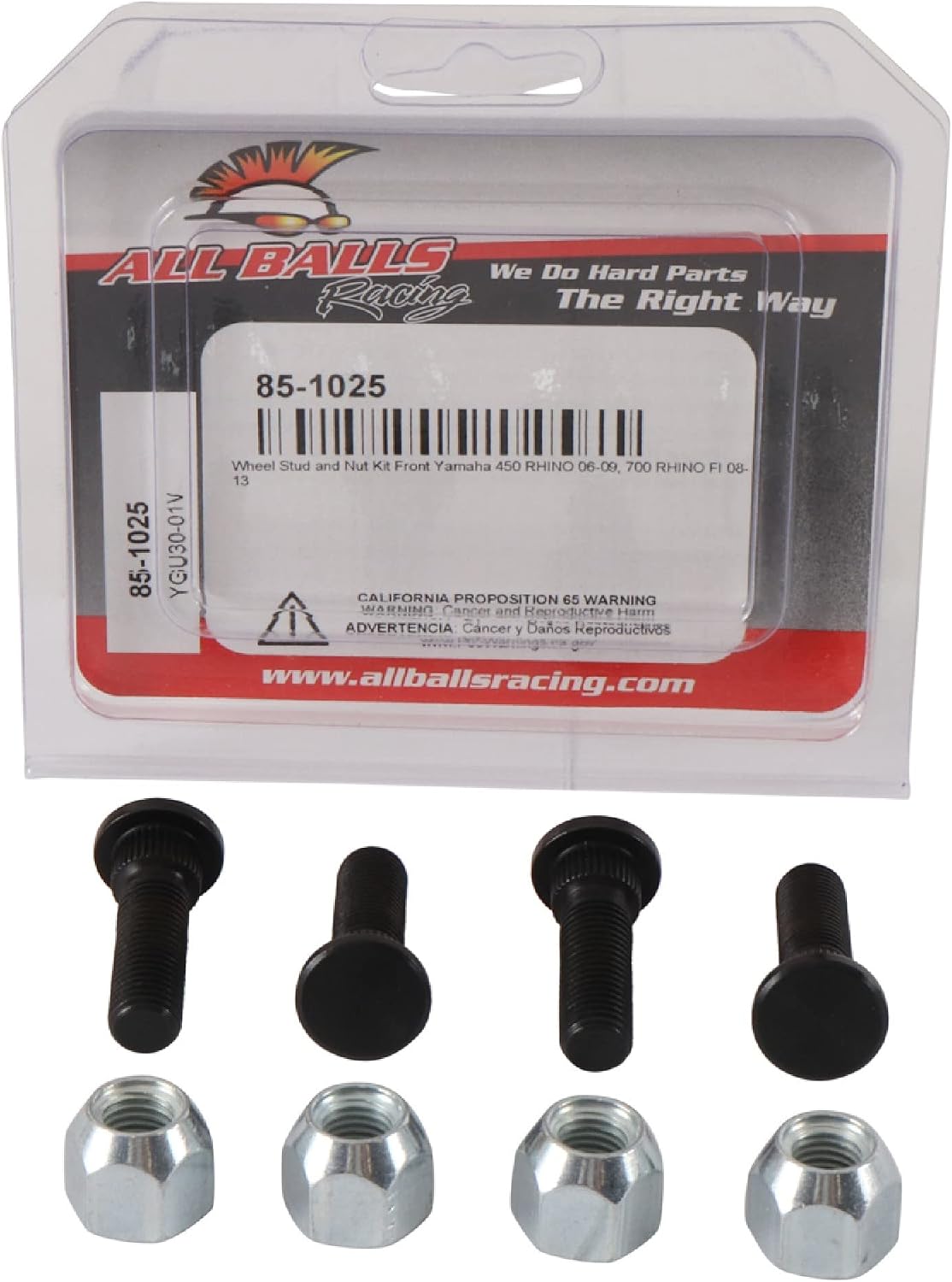 All Balls Racing Wheel Stud and Nut Kit 85-1025 Compatible with/Replacement for Yamaha 450 Rhino 2006-2009, 700 Rhino FI 2008-2013
