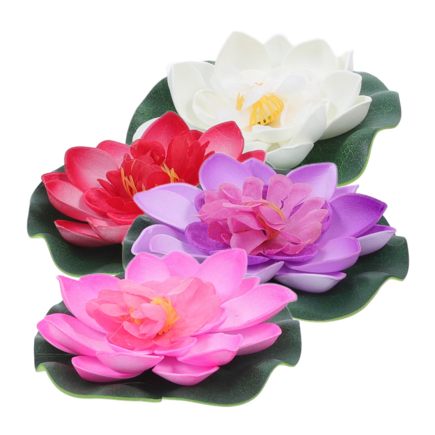 VALICLUD 4 pièces Fleurs de Lotus Artificielles Flottantes de Eva pour Bassins Aquariums et Décoration Naturelle Sécurisée pour Poissons Rouges Violettes Roses et Blanches