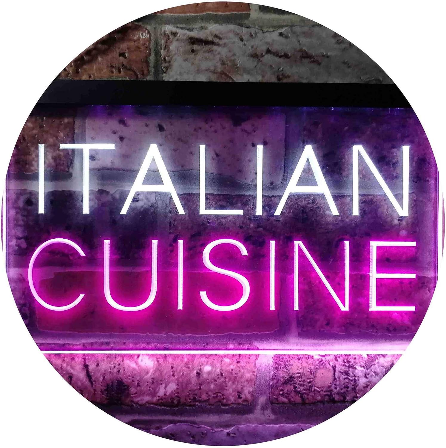 ADVPRO Italian Cuisine Illuminated Dual Color LED Neon Sign White & Purple 12" x 8.5" st6s32-i0443-wp