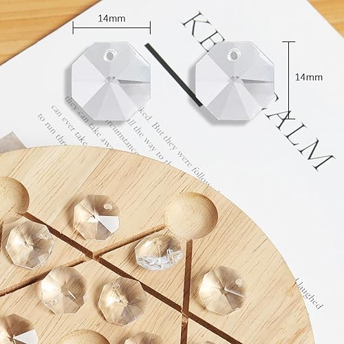 Miniatura 5 de LONGWIN Lote de 100 piezas de 1 agujero de cristal octágono cuentas, prisma de cristal Suncatcher piezas de repuesto lámpara DIY colgante colgante