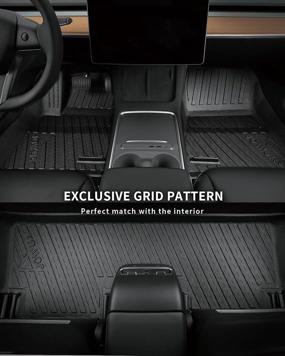 JOWUA All-Weather Floor Liners for Model 3 2023-2017 with Tissue Box Bundle
