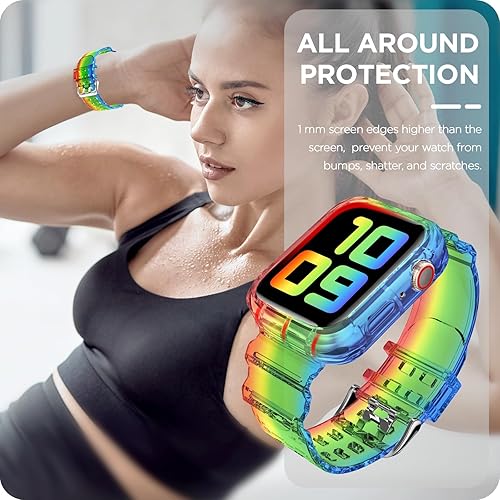 Miniatura 6 de DABAOZA Compatible con correa transparente para Apple Watch con funda protectora de 1.929 in 1.811 in 1.772 in 1.732 in 1.654 in 1.614 in 1.575 in