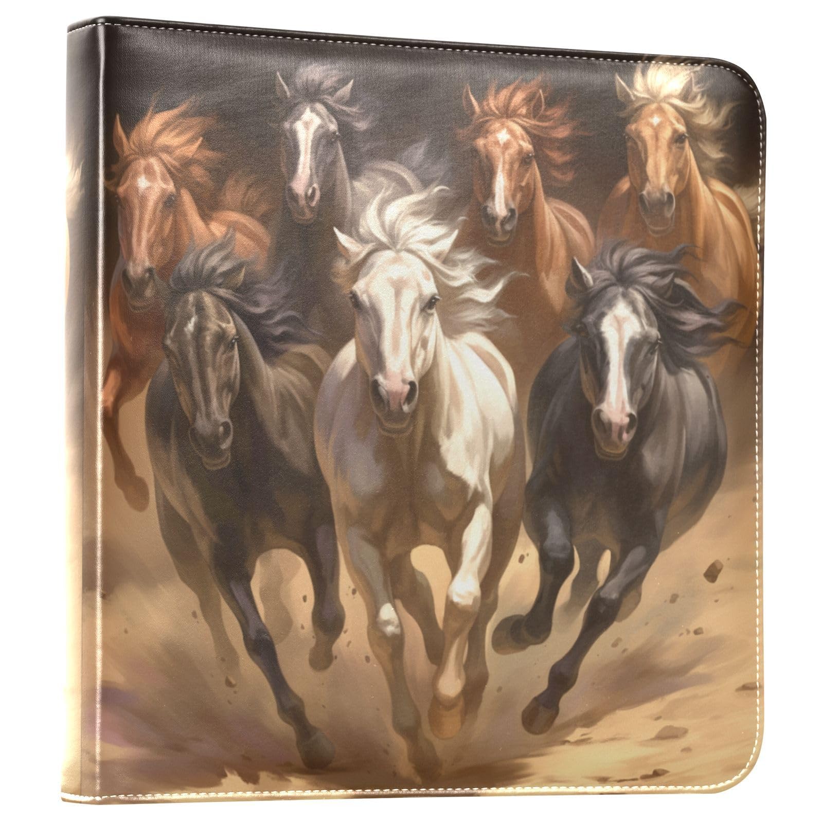 Kigai Running House Photo Album Self Adhesive Scrapbook Album Leather Cover DIY Picture Scrap Book with 20 Adhesive Sheets, 11.8x24x0.8 inch