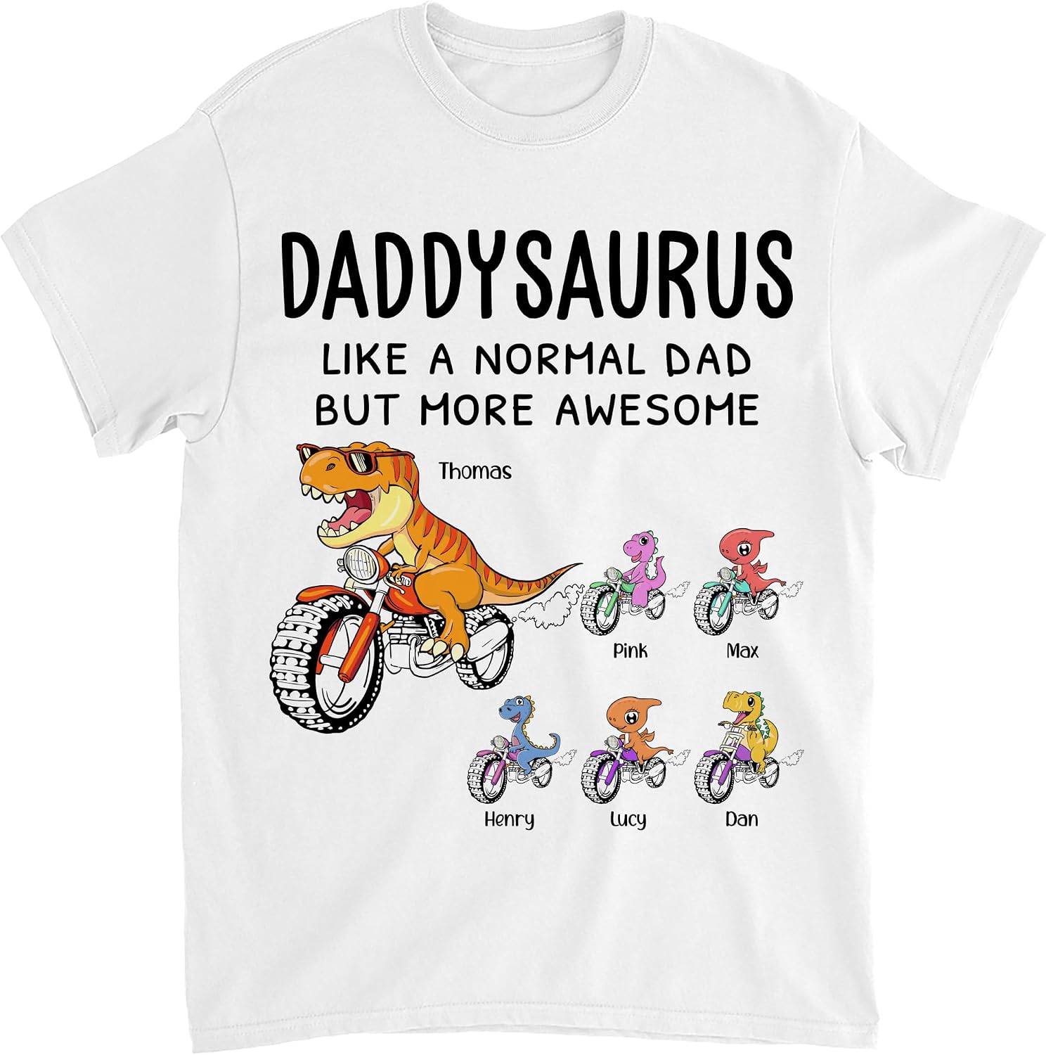 Gossby Custom Daddysaurus Shirt for Dad - Personalized Dinosaur - Funny Dad Tee for Birthday, Christmas