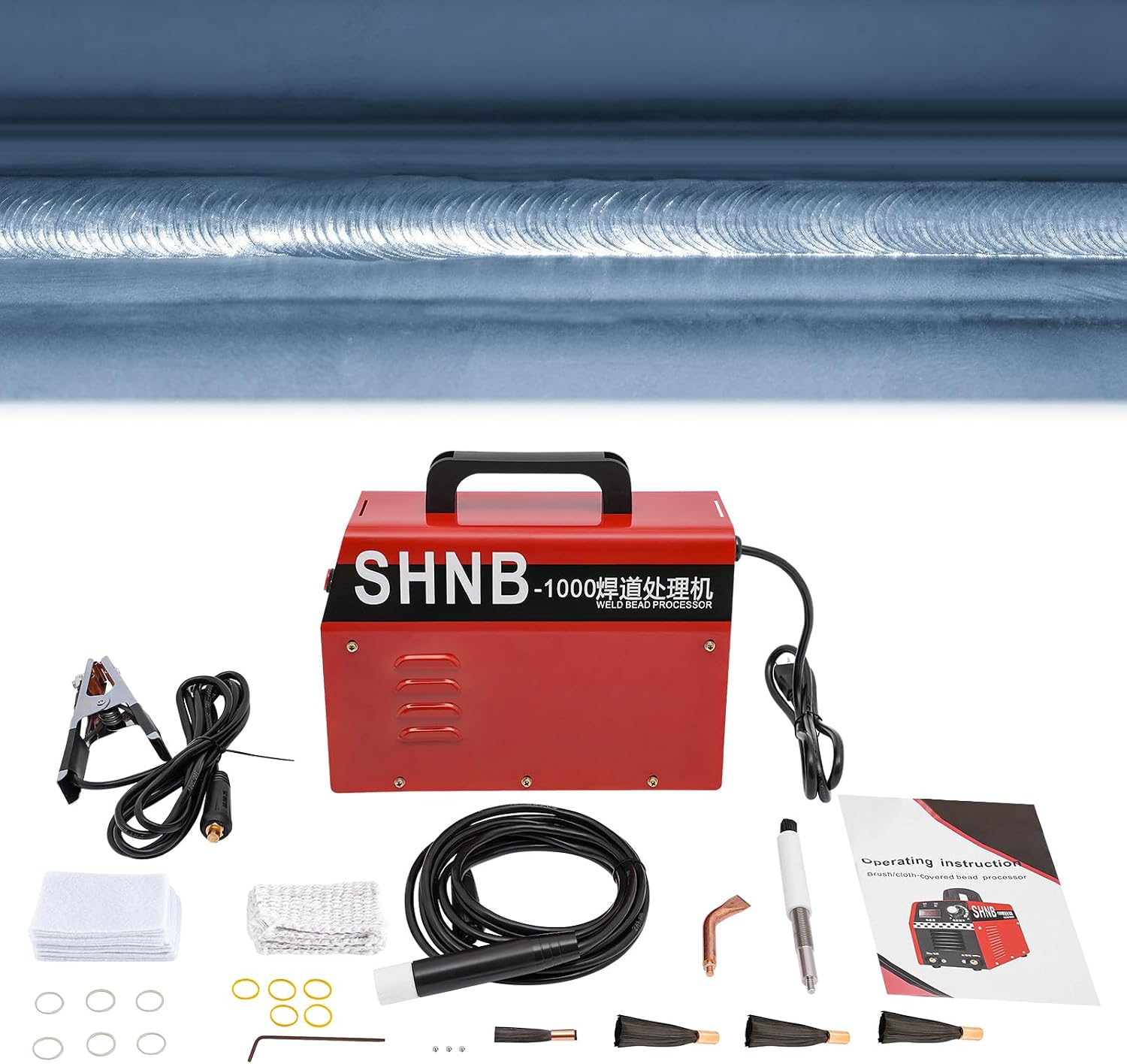 Welding Bead Processor, 1000W Weld Seam Cleaning Machine Modern Welding Spot Cleaner Washing Equipment with Digital Display for Welding Metal & Cleaning Black Spots, Marks