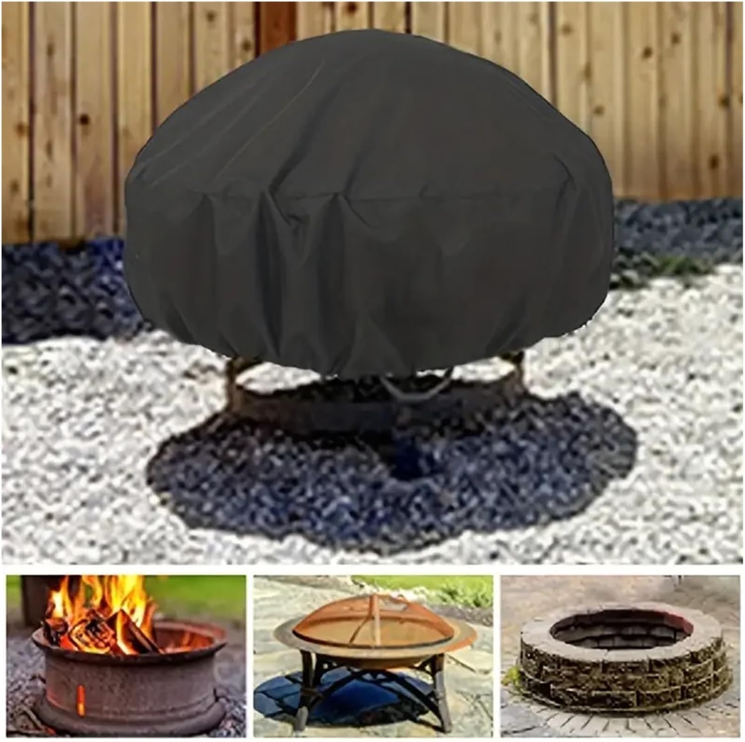 2 Pcs Fire Pit Cover, Round Firepit , Dustproof Bowl , Grill , Waterproof Barbecue Protector(HL122x46cm)