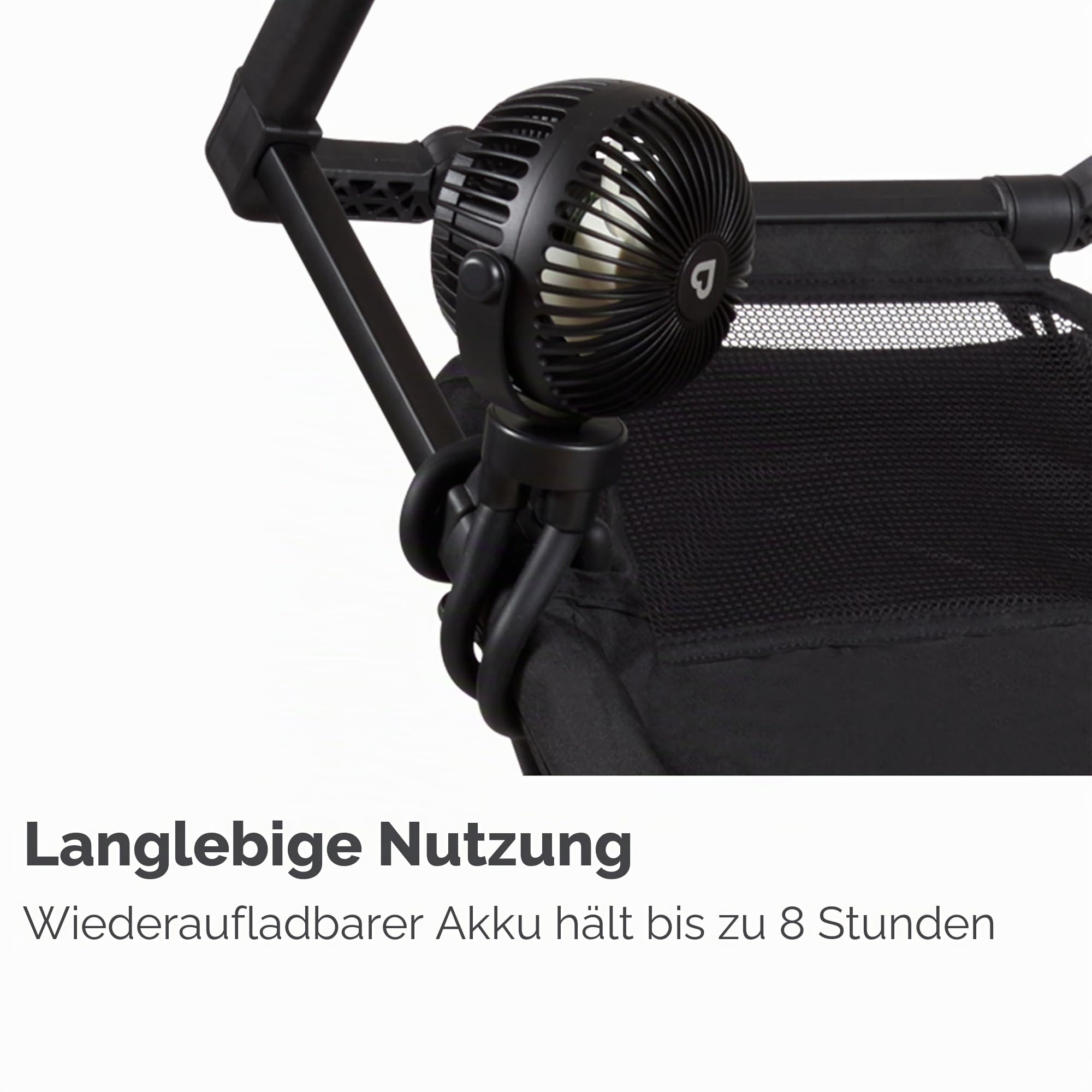Munchkin Kinderwagenventilator| 360° Mini-Ventilator für Kinderwagen mit LED-Licht & 4 Geschwindigkeiten | Baby Essentials | Schwarz