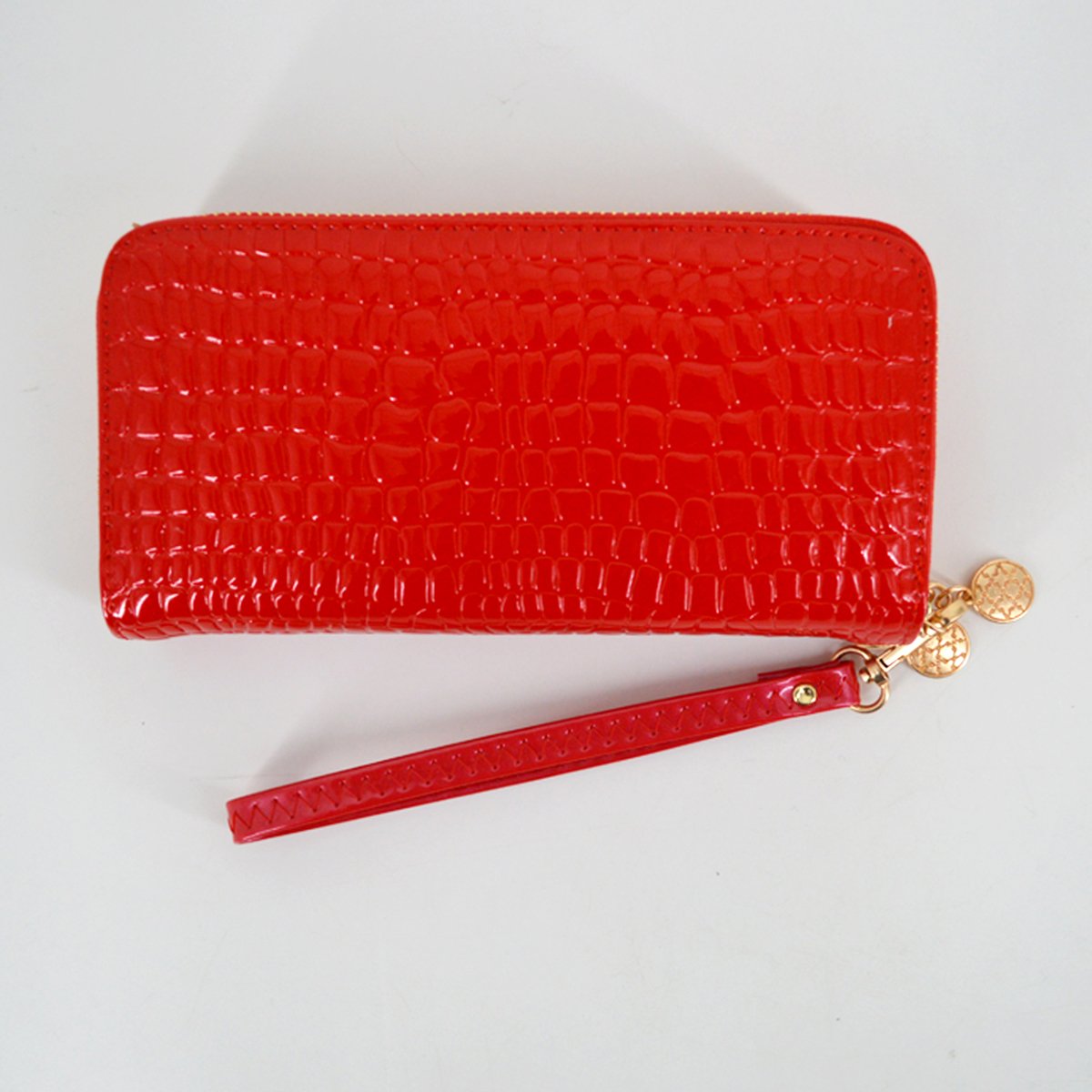 Aisi Cartera de piel de charol para mujer, organizador de tarjetas para teléfono, Rojo, Talla única, Cartera de mano