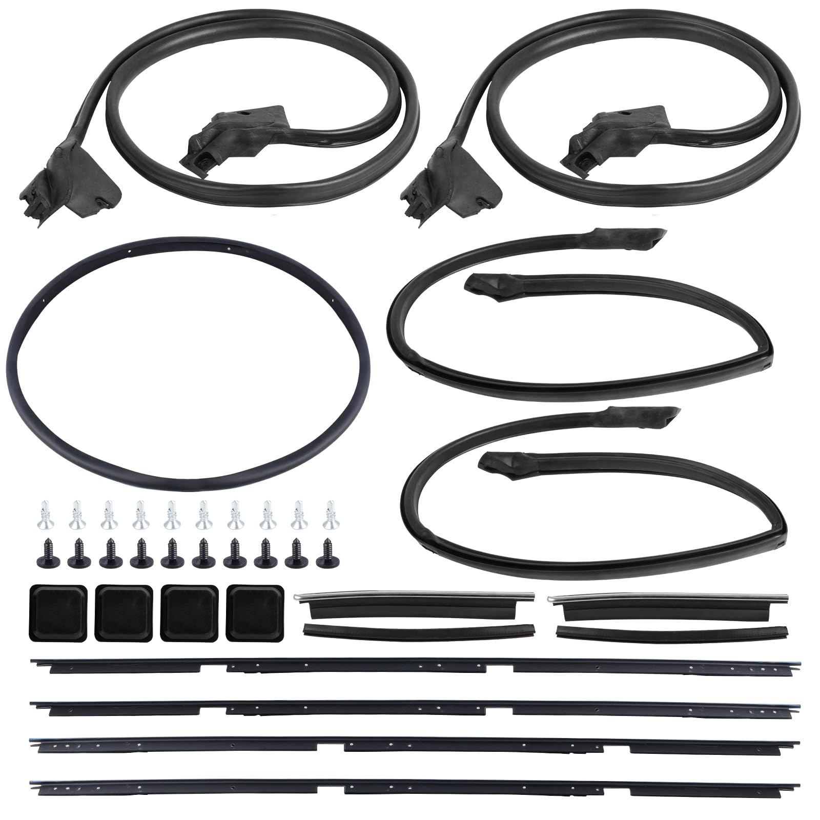 17 PCS Door Tailgate Window Weatherstrip Seal Kit Replacement for Chevy El Camino GMC Caballero Pickup 2-Door 1978-1987 OE# 2135478, 5987545