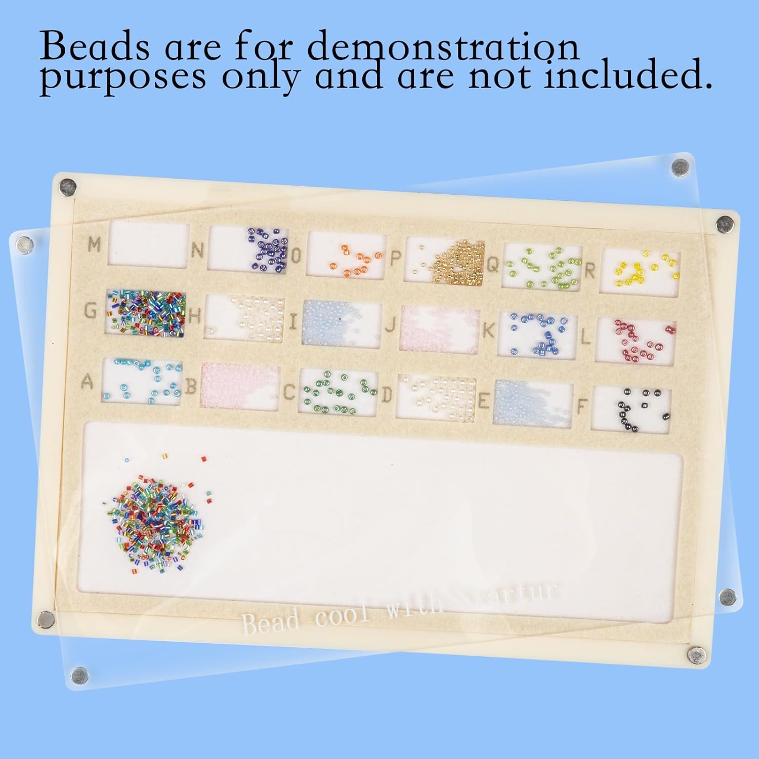 Svartur Acrylic Bead Mat with Lid, Solid Base Seed Bead Tray with Built-in Felt Bead Mat & Magnetic Cover, Bead Board for Jewelry Making, Bead Sorting Tray for Seed Bead, Small Bead Under 4mm - Image 6