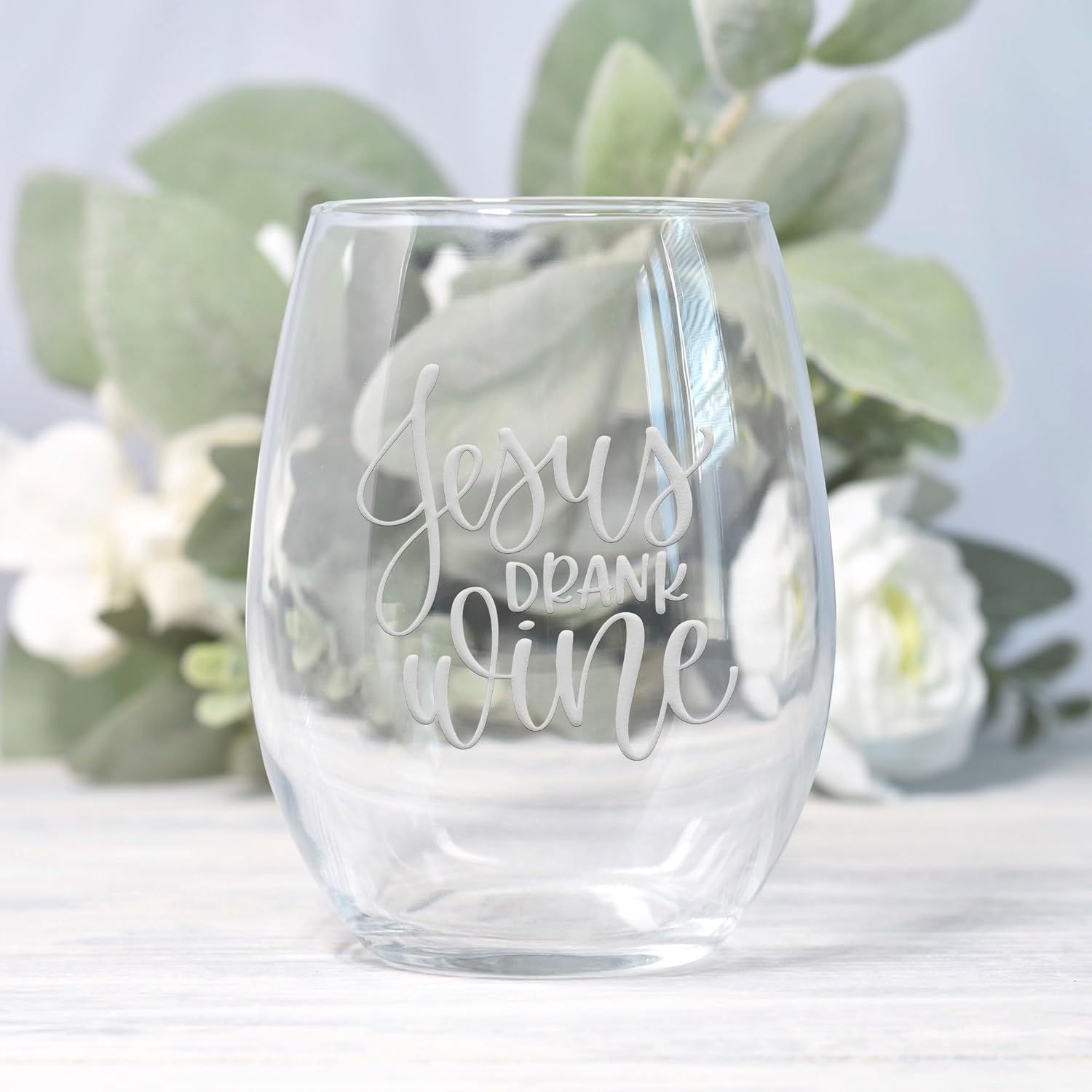 Jesus Drank Wine Stemless Glass - Religious Gift, Jesus Wine Glass - 2 Glasses