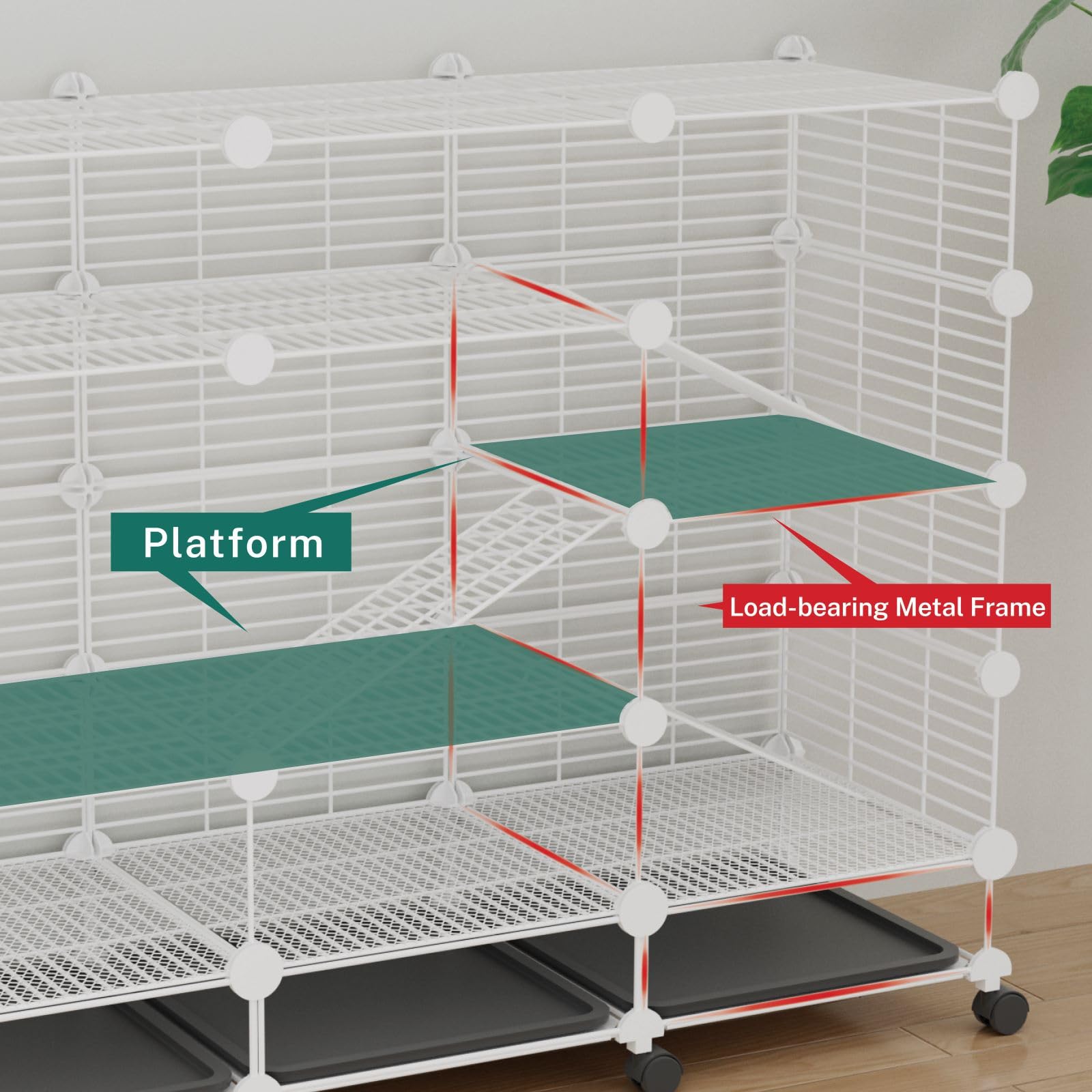 STILLCOVE Jaulas de cobayas de 5 niveles para interiores, con bandeja extraíble y ruedas | C&C - Jaula pequeña para animales con plataforma y rampa, para hurón, hámster, chinchilla, erizo, ratón, mascota