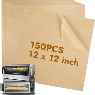 YQL 12-Inch 150PCS Disposable Air Fryer Paper Liners for Ninja Air Fryer SP151/SP101/SP201/SP301, Unbleached Parchment Paper for Flip Foodi Toaster Oven, Ninja Flip Up Airfryer Accessories