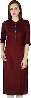Bimba Women Rayon Custom Kurta Kurti Short Sleeve Summer Tunic Long Top Blouse Indian Clothing